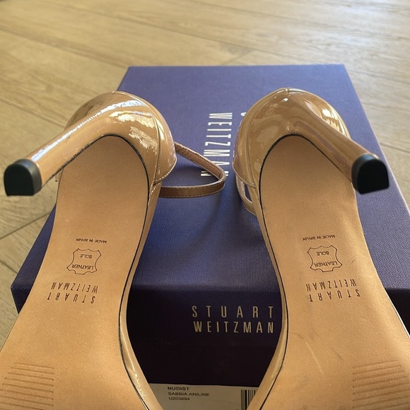 Stuart Weiztman Nudist sandal high heel size 7 sabbia aniline MINT! - Picture 7 of 7